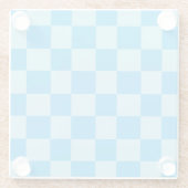 青い四角いブロック幾何学模様 ガラスコースター (裏面)