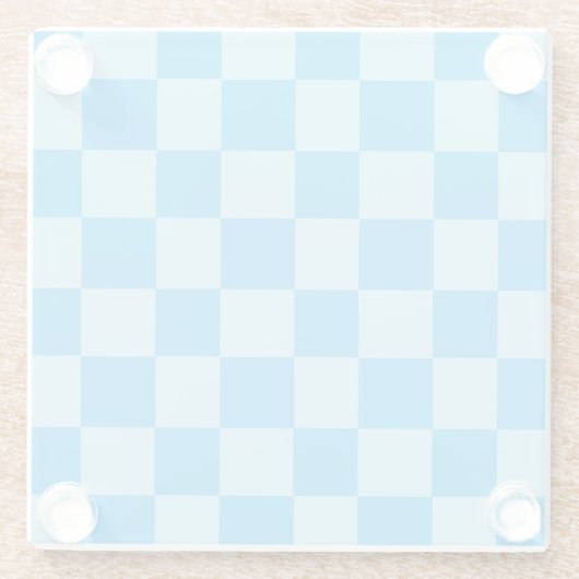 青い四角いブロック幾何学模様 ガラスコースター (裏面)