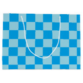 青い四角いブロック幾何学模様 ラージペーパーバッグ (裏面)