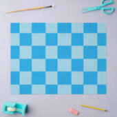 青い四角いブロック幾何学模様 薄葉紙 (クラフト)