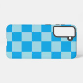 青い四角いブロック幾何学模様 SAMSUNG GALAXYケース (裏面横)