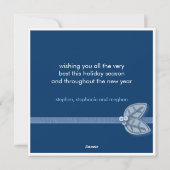 青い四角い写真カードでの季節の挨拶 シーズンカード (裏面)