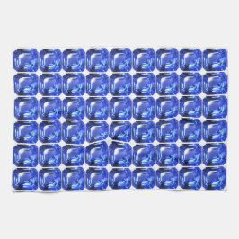 青い四角い模様 キッチンタオル