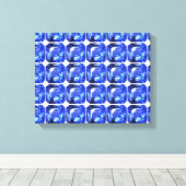 青い四角い模様 キャンバスプリント (インサイチュ (ウッドフロア))