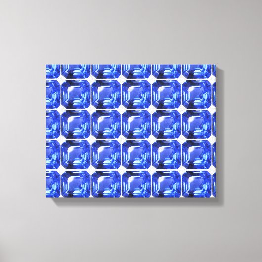 青い四角い模様 キャンバスプリント (正面)