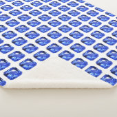 青い四角い模様 シェルパブランケット (3/4)