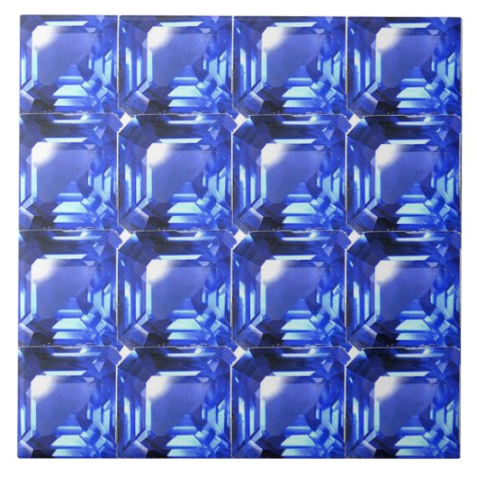 青い四角い模様 タイル (正面)