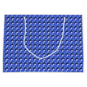 青い四角い模様 ラージペーパーバッグ (正面)