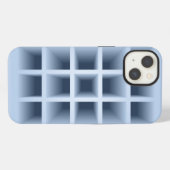 青い四角い穴の模様 iPhoneケース (裏面横)