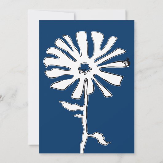 青い四角い花 招待状 (正面)