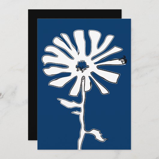 青い四角い花 招待状 (正面/裏面)