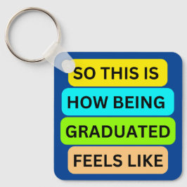 青い四角のキーチェーンSO_THIS_IS_HOW_BEING_GRADUATE キーホルダー
