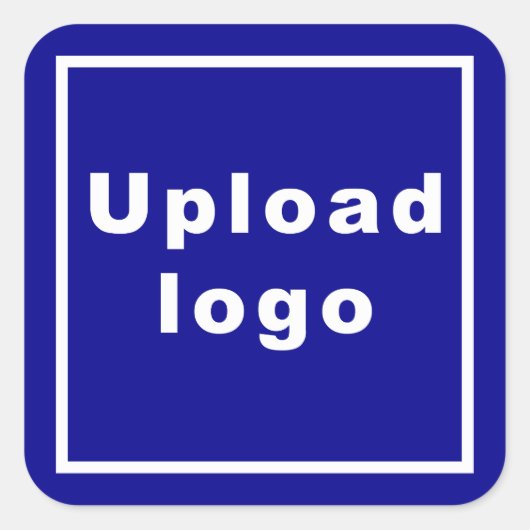 青い四角のステッカーにビジネスロゴ スクエアシール (正面)