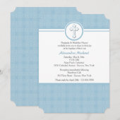 青い四角の宗教的な招待状 招待状 (正面/裏面)