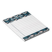 青い四角モダン形のジオメトリパターンをパーソナライズ ノートパッド (アングル)