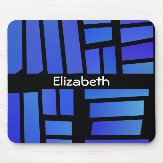 青い四角形のタイルパーソナライズされた マウスパッド (正面)