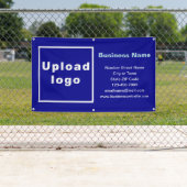 青い四角形のバナーにビジネスブランド 横断幕 (インサイチュ)