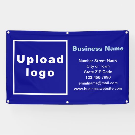 青い四角形のバナーにビジネスブランド 横断幕 (横)