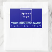 青い四角形の上のビジネス電話番号ステッカー 長方形シール (バッグ)