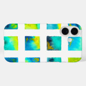 青い四角形の水彩抽象画 Case-Mate iPhoneケース (裏面 (横))