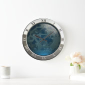 青い回路とギアカスタム ラージ壁時計 (ホーム)