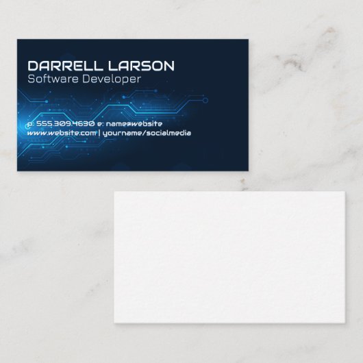 青い回路基板 | テクノロジーの背景 名刺 (正面/裏面)