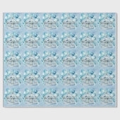 青い回転木馬とアーチバルーン男の子ベイビーシャワー ラッピングペーパー (フラット)