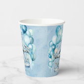 青い回転木馬とアーチバルーン男の子ベイビーシャワー 紙コップ (左)