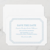 青い囲まれたチケットのSave the Date招待状 招待状 (正面/裏面)