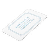 青い囲まれたチケット日付マグネットを保存 マグネット (左側)