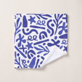 青い図形のパターン バスタオルセット (ウォッシュタオル)