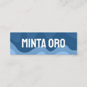 青い図形の手作りの波状ストライプのアイコン付き スキニー名刺 (正面)