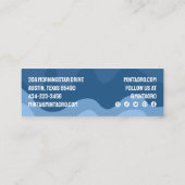 青い図形の手作りの波状ストライプのアイコン付き スキニー名刺 (裏面)