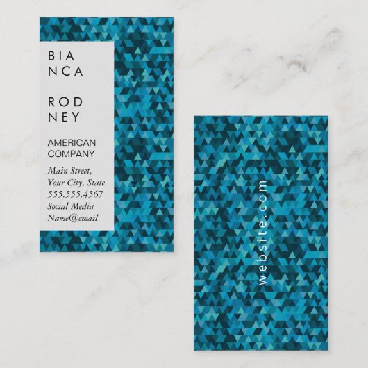 青い図形企業の 名刺 (正面/裏面)
