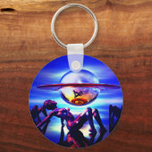 青い土星 キーホルダー (正面)