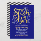 青い在庫バーの招待の婚約パーティ 招待状 (正面/裏面)