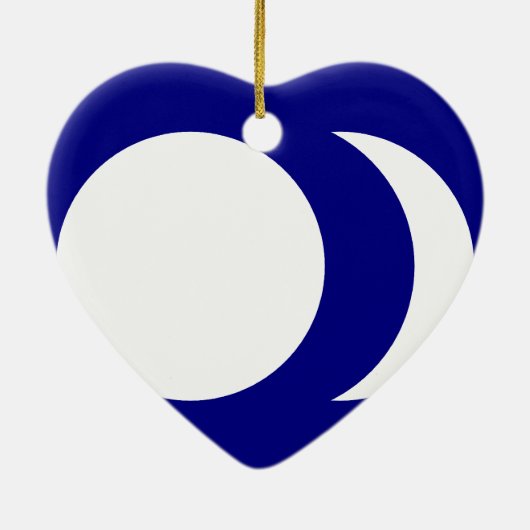 青い地上の白い日曜日および月の中国の旗 セラミックオーナメント (裏面)