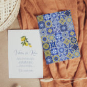 青い地中海のタイルと柑橘のウェディング　インビタ 招待状