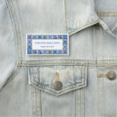 青い地中海のタイルのフレーム名タグ 名札 (インサイチュ)