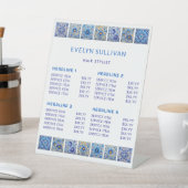 青い地中海のタイルの価格表 台座サイン (インサイチュ)