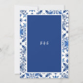 青い地中海のタイルパターン 招待状 (裏面)
