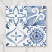 青い地中海のタイルメッセージカード フェイバータグ (裏面)