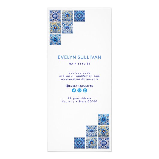 青い地中海のタイル価格表 ラックカード (裏面)