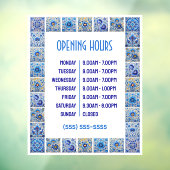 青い地中海のタイル営業時間 ウィンドウサイン (シート3)