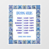 青い地中海のタイル営業時間 ウィンドウサイン (シート)