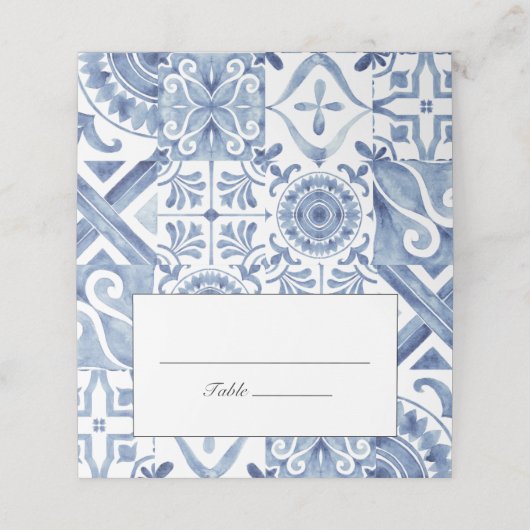 青い地中海のタイル座席表 プレイスカード (外部開封)