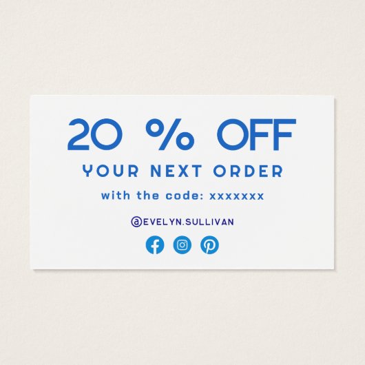 青い地中海のタイル感謝していはディスカウントカード (裏面)