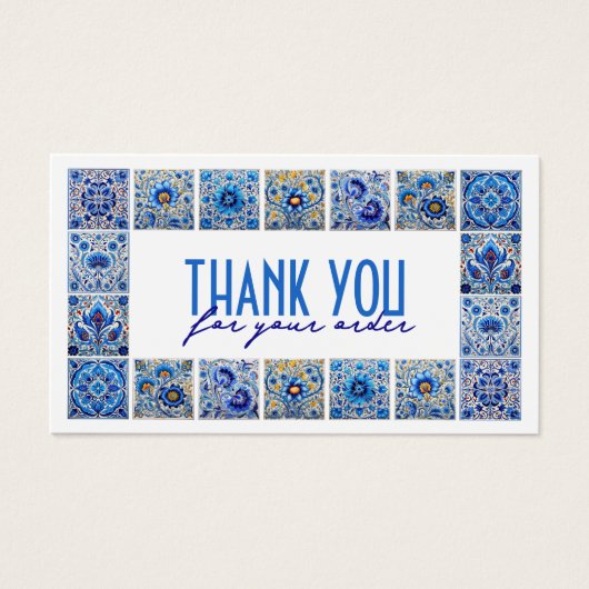 青い地中海のタイル感謝していはディスカウントカード (正面)