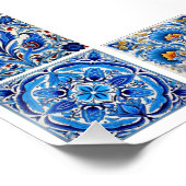 青い地中海のタイル枠の価格表 ポスター (コーナー)