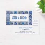 青い地中海のタイル枠の紹介カード (デスク)